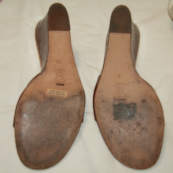 J Crew size 9 brown wedge slide mule heels sandals - Picture 3 of 4